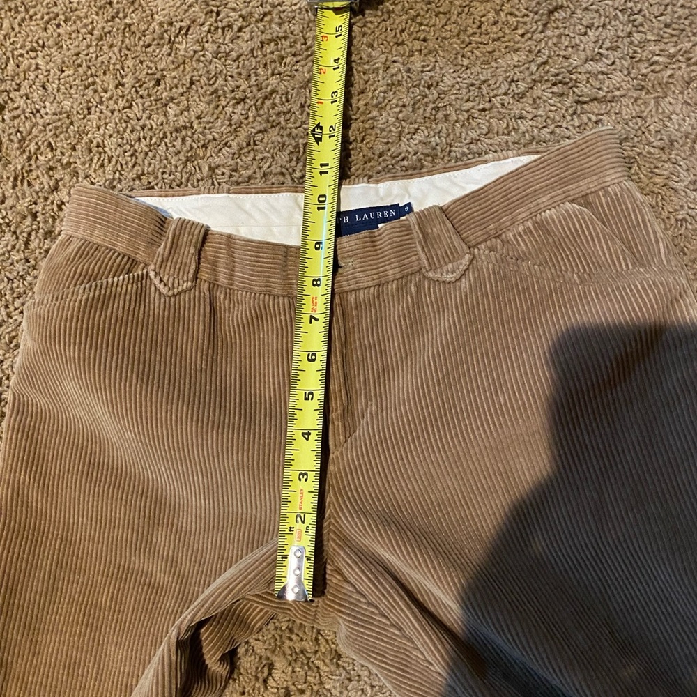 Ralph Lauren Khaki Corduroy Pants, Knee Patches, Drawstring Leg Detail Size 8 - Picture 7 of 10